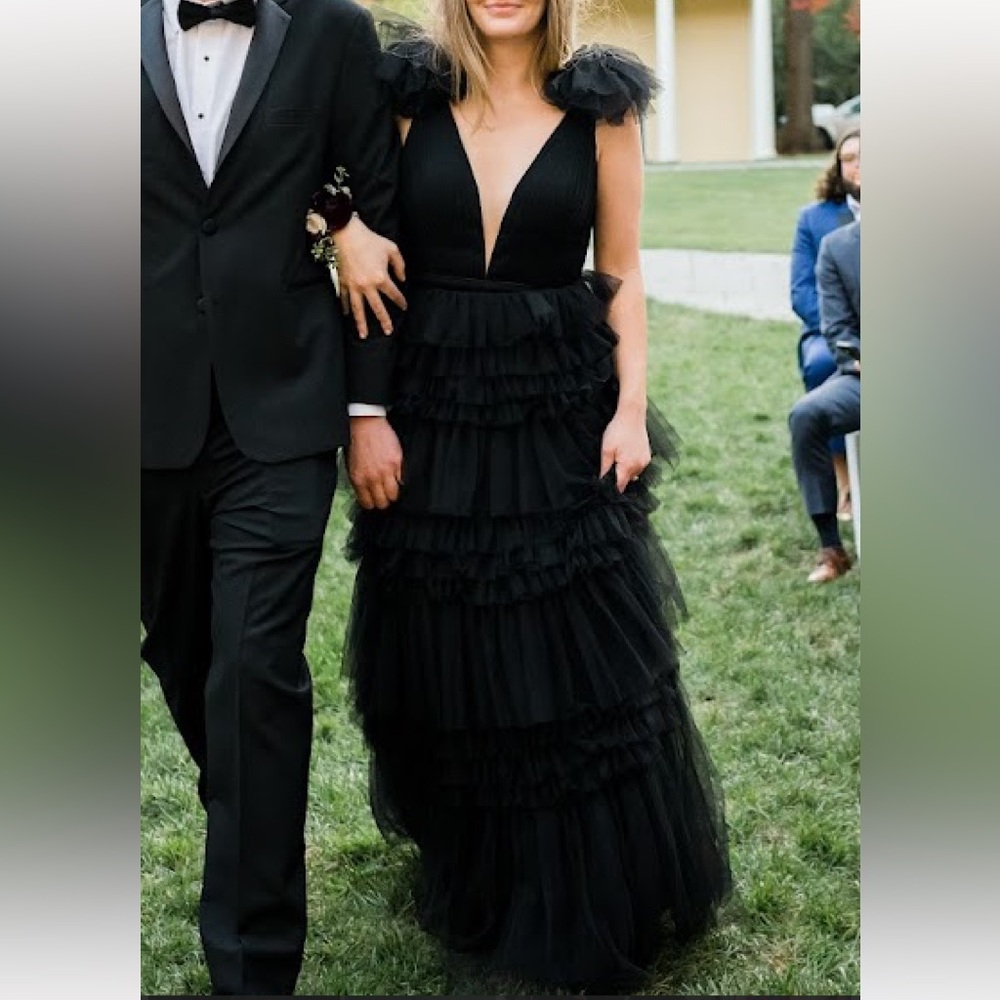 Black Ruffled Gown